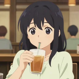 anime visual portrait of a cheerful woman drinking in a tavern interior, cute face by ilya kuvshinov, yoh yoshinari, dynamic pose, dynamic perspective, flat shading mucha, 1 8 mm lens, rounded eyes, moody, psycho pass, kyoani, paprika, anatomically correct, kawaii