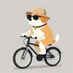 a dog in a hat and sunglasses riding a bike, digital ART