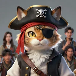 a beautiful portrait of an anthropomorphic cat fursona. pirate. eyepatch. character design by cory loftis, fenghua zhong, ryohei hase, ismail inceoglu and ruan jia. volumetric light, detailed, rendered in octane