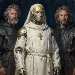 humanoid priest, extreme fine detail background, night, highly detailed, high quality, digital painting, hyperrealistic, by nicola samori and wayne barlowe
