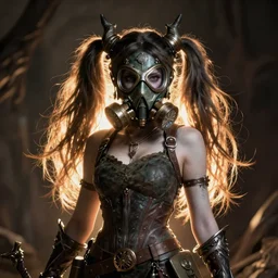 World of Warcraft Undead Girl with Twin Tails in Gas Mask Rogue