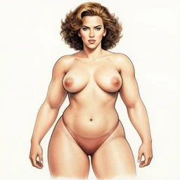 thicc instagram scarlett johansson as baki with perfect symmetrical anatomical proportions, afro samurai animes style, by greg rutkowski, pencil and ink, full dynamic colour, dramatic lighting, wide angle lens, full body within frame, wearing swim suite armour, beautiful beach in the background sharp, smooth, intricate detail, hyper detail, magazine cover, vogue
