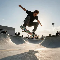 professional photo of a skateboarder performing a grab trick, 8 k, bright ambient lighting key light, 8 5 mm f 1. 8