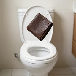 wallet falling above toilet