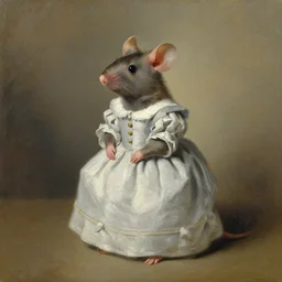 beautiful impasto oilpainting of a mouse in a dress by rembrandt