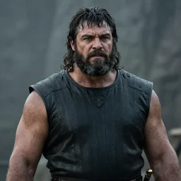 Stannis is a large man, tall, broad-shouldered, and sinewy. He has dark blue eyes and a heavy brow. His head has only a fringe of black hair like the shadow of a crown, and he has a close-cropped beard across his large jaw. His face has a tightness to it like cured leather, and he has hollow cheeks, and thin, pale lips. He grinds his teeth regularly.