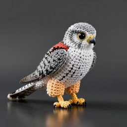 video kestrel, crochet, hyperrealistic, realstic lighting, dynamic reflections