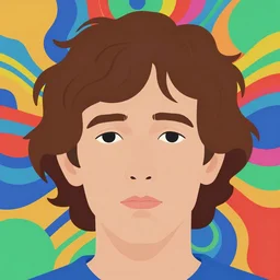 a colorful vibrant closeup portrait of a simple man with wavy brown hair with dreaming psychedelic hallucinations, by kawase hasui, moebius, edward hopper and james gilleard, zdzislaw beksinski, steven outram colorful flat surreal design, hd, 8 k, artstation