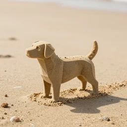 dog made out of sand low polygon