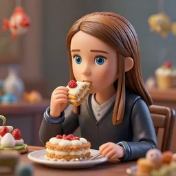 highly detailed closeup, portrait of a tin toy greta thunberg eating cakes, unreal engine, nicoletta ceccoli, mark ryden, earl norem, lostfish, global illumination, detailed and intricate environment