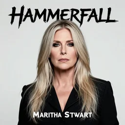 hammerfall album cover featuring photo of martha stewart, power metal album cover, trending on artstation, intricately detailed, highly detailed, classic, award winning