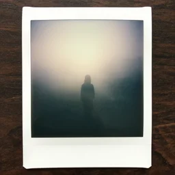 polaroid photo of the backrooms covered in mist