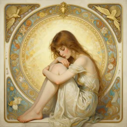 painting of a shy noon in front of a dimensional portal, decorated, intricate, elegant, highly detailed, digital painting, artstation, concept art, smooth, sharp focus, illustration, art by artgerm and greg rutkowski and alphonse mucha, 8 k