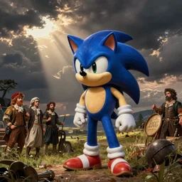 romanticism painting of sonic the hedgehog during the french revolution, by eugene delacroix