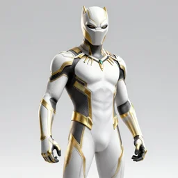 white and gold black panther suit, hyperdetailed, artstation, cgsociety, 8 k
