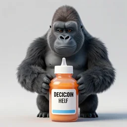 gorilla as gru ( despicable me ) on glue bottle, hyperrealistic, concept art, octane render, unreal engine 5, trending on artstation, high quality, highly detailed, 8 k hdr, product photo, centered, minions background, soft lighting, path traced, low contrast, high coherence, symmetrical