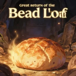 cover art for the anime series great return of the bread loaf, dramatic lighting, epic composition,