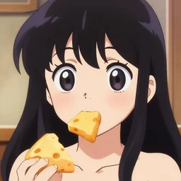 anime girl made out of cheese with very big eyes