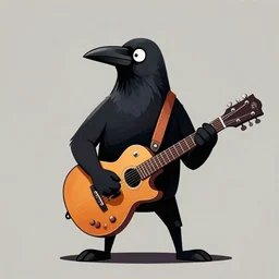 an anthropomorphic crow dressed as keith richards playing guitar, 8 k