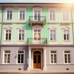 wes anderson building facade highly detailed, photo, artstation, 3 d render, sharp focus, art by mamani silvestre, and alphonse mucha, 8 k, ultra realistic, lens flare, glow, soft lighting, hyperrealistic, unreal engine