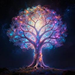parhelion infinite cosmic dreams at the tree of life in the centre of the universe, volumetric lighting high contrasts dream engine 8 k render artist boris vallejo