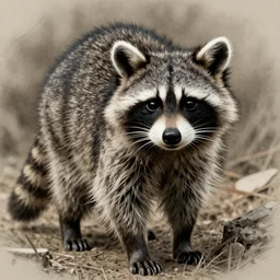 beautiful raccoon, drawing by moebius