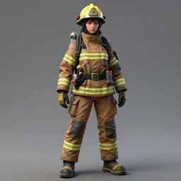 a full - body painting of a female fire - fighter! stern face! stunning eyes!, cyberpunk art by yumihiko amano, cgsociety, figurative art, toonami, zbrush, official art