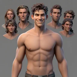 upper body 3 d model of a handsome young man with a sinister smile by brian bolland, rachel birkett, alex ross, and neal adams | portrait, character concept, concept art, unreal engine, finalrender, centered, deviantart, artgerm