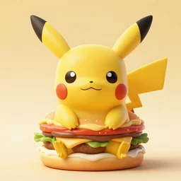 burger in the shape of pikachu pikachu, photo