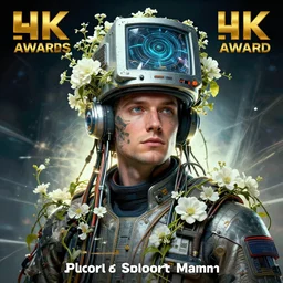 hyperrealist portrait of a 2 0 4 4 space sport engineer, it is decorated with long wires and white flowers that fall like vines and wears a huge computer crown. by jeremy mann and alphonse mucha, fantasy art, photo realistic, dynamic lighting, artstation, poster, volumetric lighting, very detailed faces, 4 k, award winning