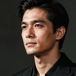 man in the art style of takeshi mifune