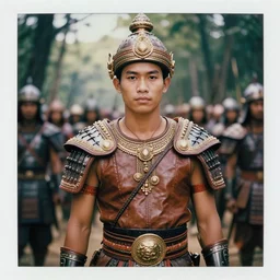 matte close - up portrait of smart and handsome 1 0 0 khmer warriors who assemble in the forest backlighting in crowd of battlefield, ethnic costume, leather and metal armored, traditional decoration, elegant, loin cloth, highly detailed, 8 k, cinematic lighting, global illumination, ornate, super detailed, faded color polaroid, a colorized photo, colorized, # film, movie still