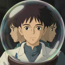 a film still portrait of a grey young man scientist meditating inside a bubble. finely detailed features, closeup at the faces, chronenberg, perfect art, grimdark, trending on pixiv fanbox, painted by studio ghibli