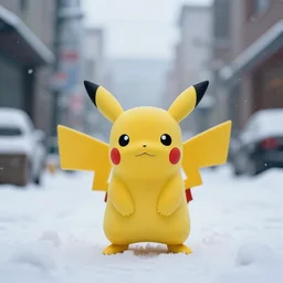 a beautiful photo by saul leiter of a pokemon creature standing in a snowy street, tiny gaussian blur, insanely detailed, insanely intricate, insanely beautiful, depth of field, low contrast, snowy, wide aperture, color photography