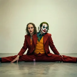 symmetrical bilateral half split portrait, natalie portman, the joker, portrait photography, 3 5 mm, wide angle