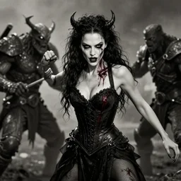 fighting Elizabeth Berkley as evil  wraith , battle, inspired by monster hunter and mad max and dark fantasy and fashion, beautiful  body, clean brutal blooded  symmetrical face,  provocative bloody  and sluty make up, epic,dramatic lighting, cinematic, establishing shot, extremely high detail, photorealistic,  brutal, provocative , cinematic lighting, artstation, octane render, dark fantasy ,old photo, vintage, black and white, Boris vallejo, sepia, old photography, documentary photography