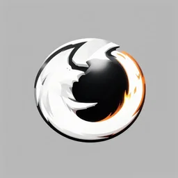 flaming tiger, digital art, logo, simple, angular, firefox, two colors, white, black