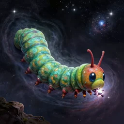 a huge cosmic catterpillar eating a star. dreadful, art by greg rutkowski and h. r. giger.