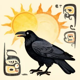 raven eats the sun in haida tlingit art style