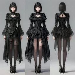 female wearing gothic clothes, concept art by jin kim
