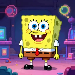 spongebob, colorful, fantastic lighting, arcade, videogame, pixel art, high detail, 1 6 bits, 2 d, sprite