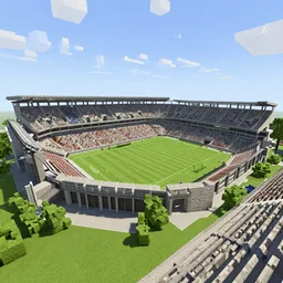 Kyle Field stadium in the style of Minecraft