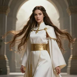 A beautiful female cleric with long flowing hair by WLOP