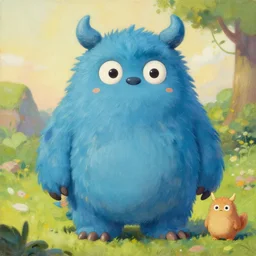 a cute fluffy monster, an illustration by esao andrews, cyril rolando and goro fujita, deviantart, fantasy art, storybook illustration, oil on canvas
