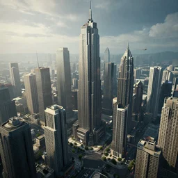 a big realistic detailed cyberpunk city,