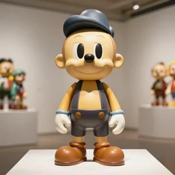 mid - century weirdo cartoon sculpture toy on display photoshoot, 4 k, hyper realistic, natural, highly detailed, digital illustration, trending in artstation, smooth, sharp focus art by jeff koons