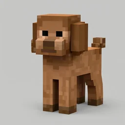 minecraft voxel render of a brown labradoodle