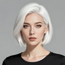 portrait of a woman with short white hair, medium shot, illustration, highly detailed, high quality, by moring mark