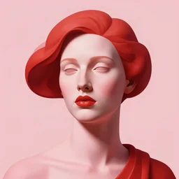 surreal red and pink conceptual figurative post - morden monumental dynamic portrait by magritte and hogarth, inspired by william blake and gaugin, illusion surreal art, highly conceptual figurative art, intricate detailed illustration, controversial poster art, polish poster art, geometrical drawings, no blur