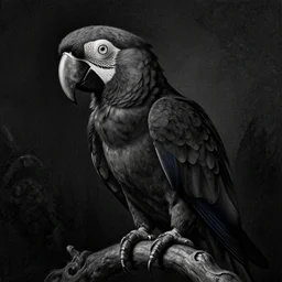 portrait of an ominous parrot, by gustave dore and goya, high detailed, dark noir mood